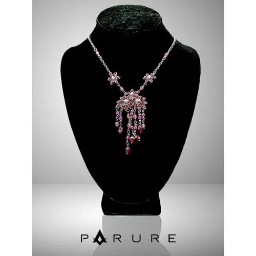 Колье PARURE, искусственный камень, длина 40 см, фуксия