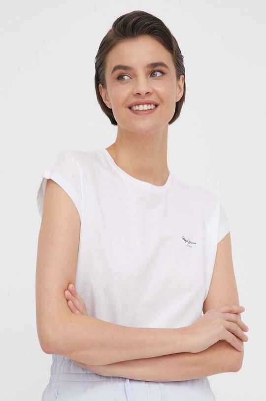Хлопковая футболка LORY Pepe Jeans, белый