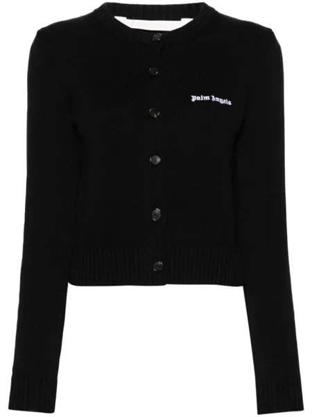Palm Angels укороченный кардиган с вышитым логотипом, черный