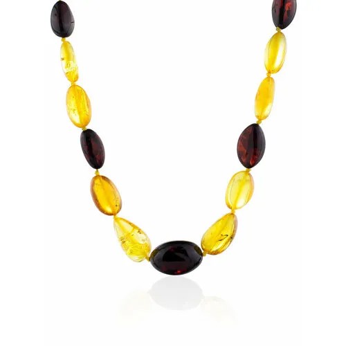 Бусы AmberHandmade, янтарь, длина 60 см, желтый, бордовый