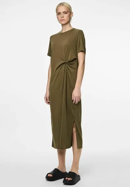 Платье из джерси Pcanora O Neck Midi Pieces, оливковый