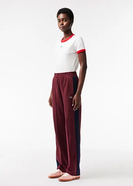 Женские спортивные штаны прямого кроя с цветными блоками, бордово-красные Lacoste