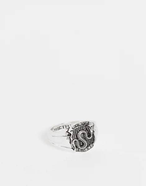 Серебристое кольцо-печатка со змеей WFTW-Серебряный