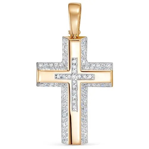 Крестик Vesna jewelry, красное золото, 585 проба, родирование, бриллиант