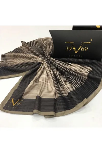 Норковая антрацитовая кремовая шаль, павиа, серия 90x200 см, цвет коричневый