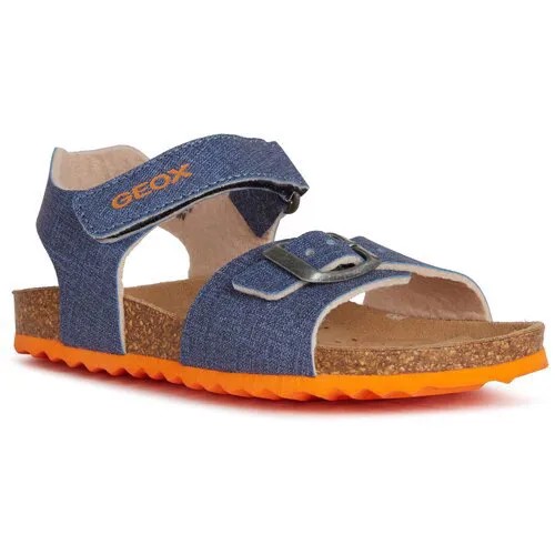 Туфли летние открытые GEOX для мальчиков J GHITA BOY цвет джинсовый/оранжевый, размер 30