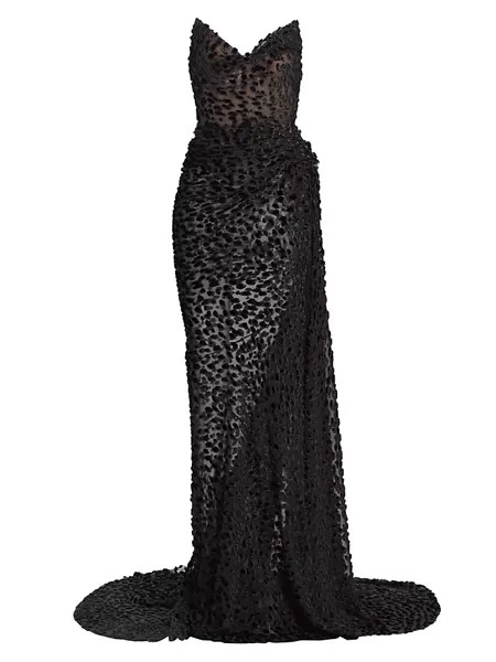 Драпированное бархатное платье в горошек Jason Wu Collection, черный