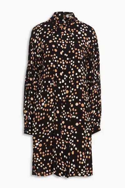 Платье из крепа со складками в горошек Diane Von Furstenberg, черный