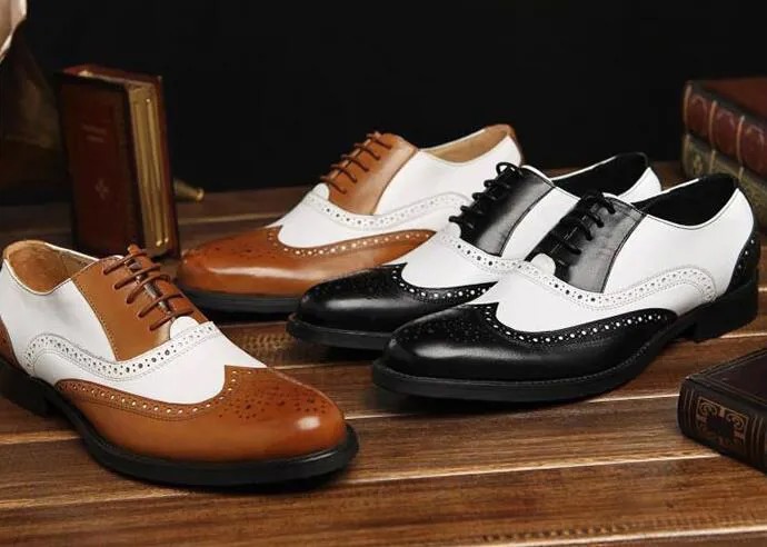 Мужские модельные туфли с перфорацией типа «броги»; Разноцветные дышащие мокасины из натуральной кожи на шнуровке в стиле пэчворк; повседн...