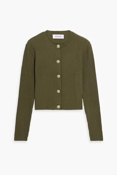 Кардиган в рубчик из смесового хлопка Derek Lam 10 Crosby, армейский зеленый