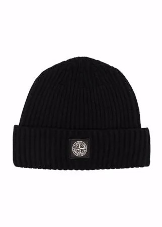 Stone Island Junior шапка бини с нашивкой-логотипом