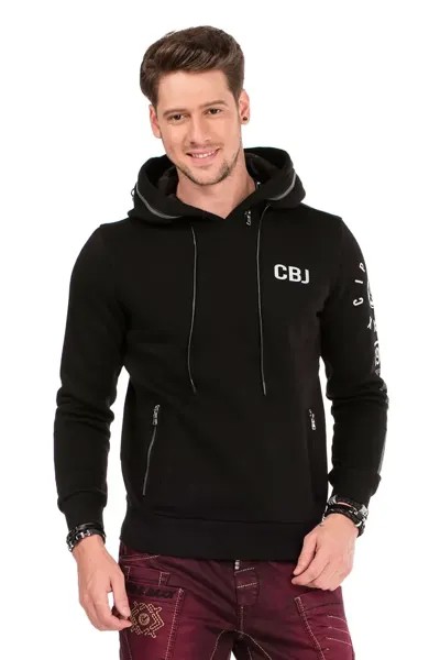 Толстовка Cipo & Baxx с капюшоном, стильный вид, черный
