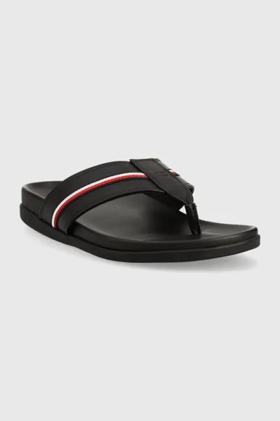 Шлепанцы HILFIGER LEATHER TOE POST SANDAL Tommy Hilfiger, черный
