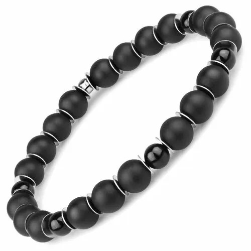 Браслет Everiot, агат, размер 18 см, черный