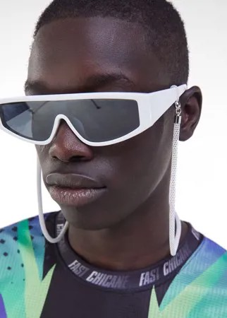 Солнцезащитные очки в белой оправе с цепочкой Bershka-Белый