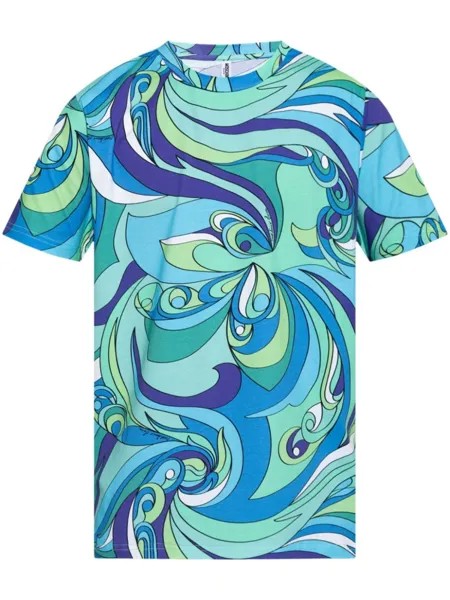 Moschino geometric-pattern cotton T-shirt, синий