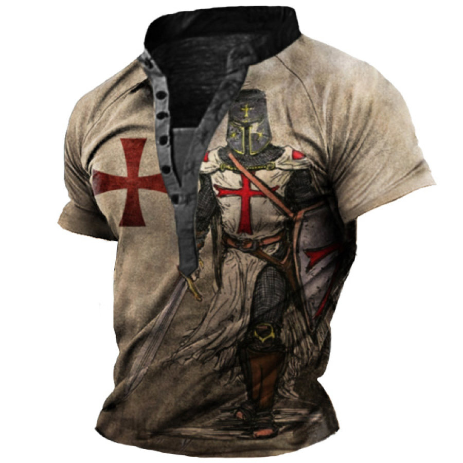 Мужская винтажная футболка Knights Templar Cross Henley
