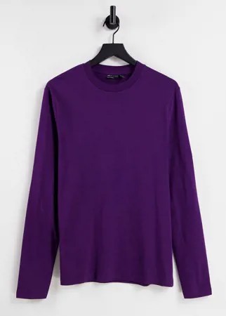 Темно-фиолетовый лонгслив из органического хлопка с круглым вырезом ASOS DESIGN-Фиолетовый цвет