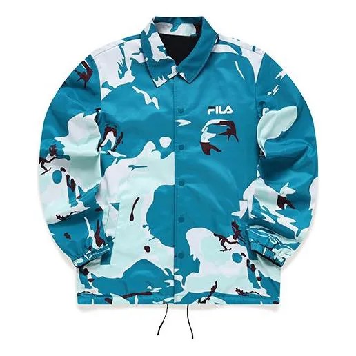 Куртка Men's FILA FUSION Camouflage Full Print reversible Coach Jacket Loose Black, цвет tan