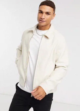 Белая куртка из искусственной шерсти на молнии ASOS DESIGN-Neutral