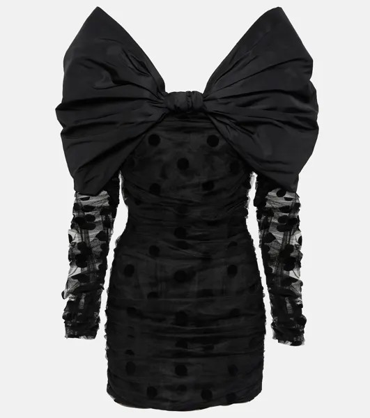 Мини-платье из тюля в горошек Nina Ricci, черный