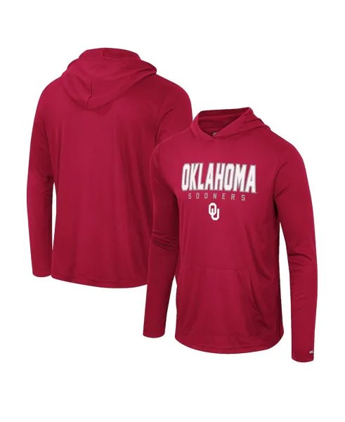 Мужская темно-красная футболка с капюшоном oklahoma sooners team color rival с длинным рукавом Colosseum