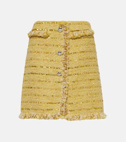 Мини-юбка букле с бахромой Giambattista Valli, желтый