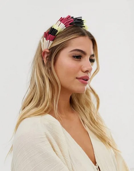 Обруч с цветной отделкой под рафию ASOS DESIGN-Мульти