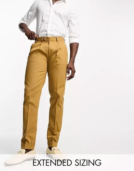 Узкие твиловые брюки чиносы Noak из высококачественного хлопка табачно-коричневого цвета