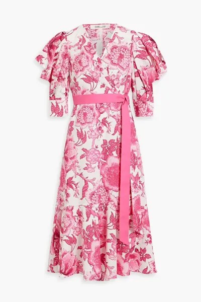 Платье Annabeth из хлопкового поплина с запахом и принтом Diane Von Furstenberg, розовый