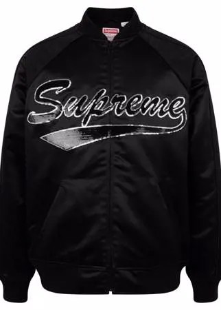 Supreme бомбер с логотипом из коллаборации с Mitchell & Ness