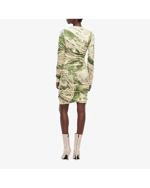 Платье Moschino Money Print Dress, белый/зеленый