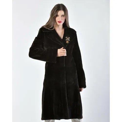 Пальто Vito Nacci, норка, силуэт полуприлегающий, пояс/ремень, размер 44, черный