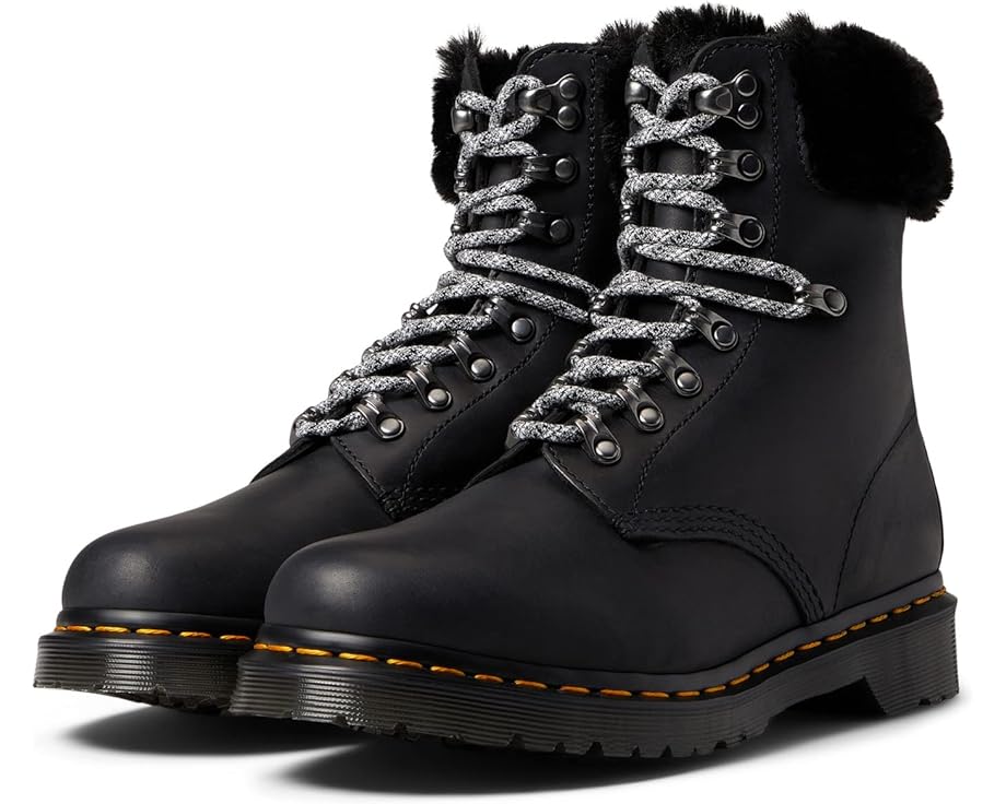 Ботинки Dr. Martens 1460 Serena Collar Milo Faux Fur, цвет Black Streeter