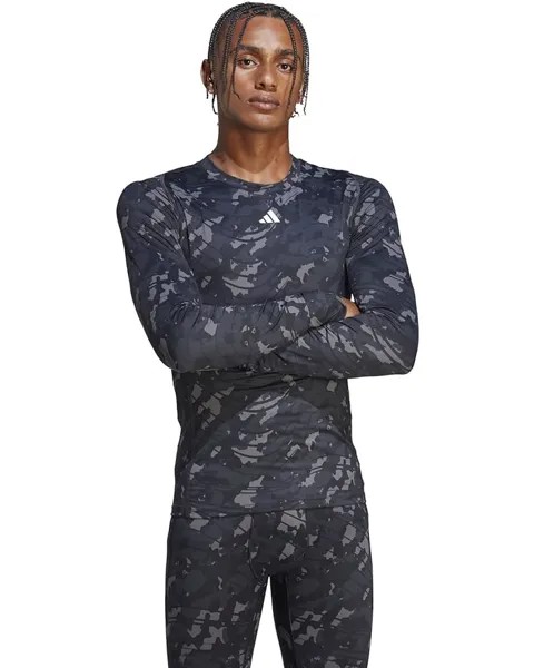 Футболка adidas Techfit All Over Printed Training Long Sleeve, цвет Black/Print
