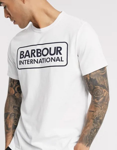 Белая футболка с большим логотипом Barbour International-Белый