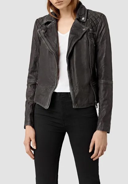 Кожаный пиджак AllSaints, черный