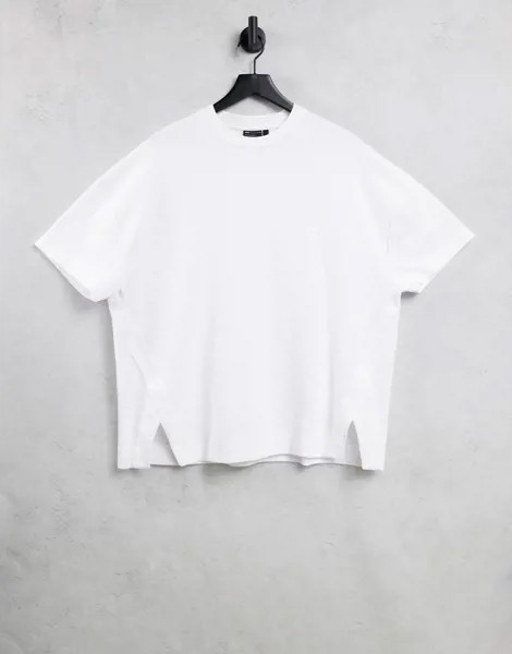 Свободная фактурная футболка белого цвета с разрезами по бокам ASOS DESIGN-Белый