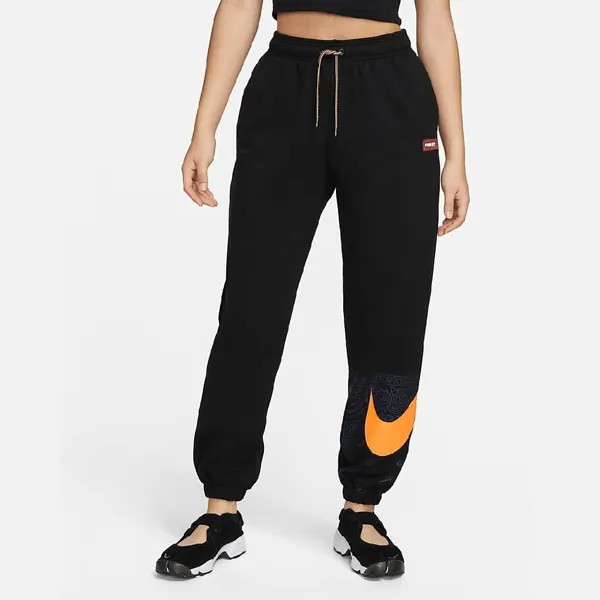 Спортивные брюки Nike Sportswear Women's Fleece High-Waisted, черный/оранжевый