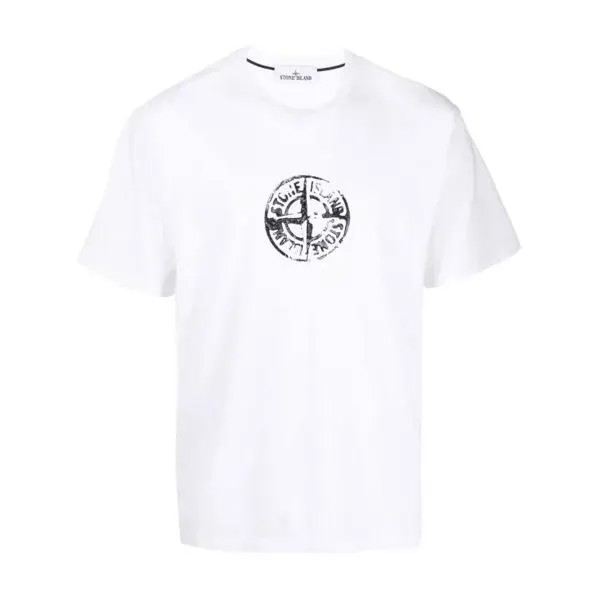 Футболка logo-print at the chest cotton t-shirt Stone Island, белый