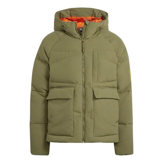 Пуховик Adidas Solid Color Zipper Hooded Down Jacket Green HN9931, зеленый