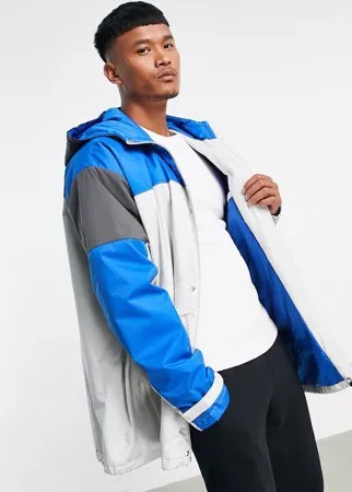 Куртка-дождевик на сквозной молнии со вставками ASOS DESIGN-Голубой