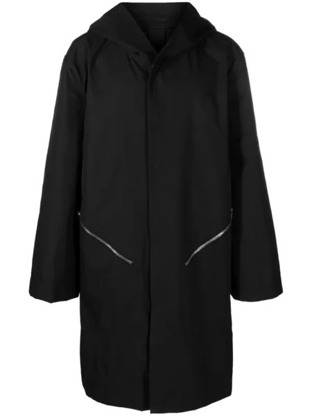 Rick Owens плащ оверсайз с капюшоном, черный