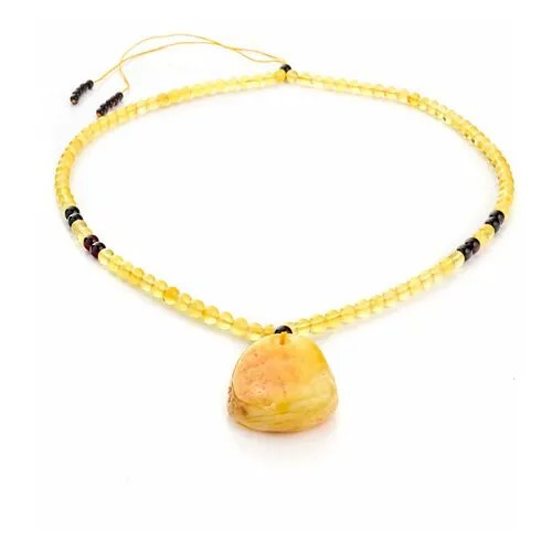 Amberholl Ожерелье с подвеской из цельного медового янтаря «Лаура»
