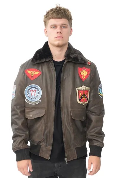 Кожаный бомбер US Aviator - Варшава Infinity Leather, коричневый