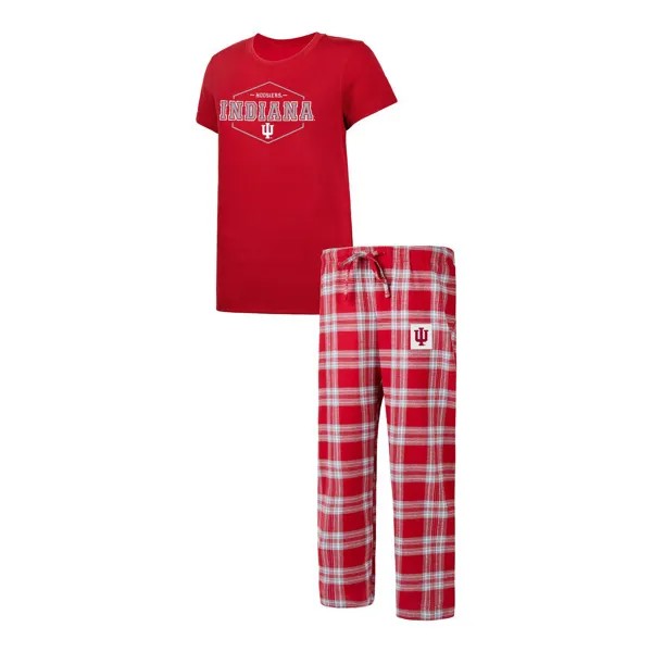 Женские спортивные малиновые/серые футболки с значком Indiana Hoosiers и фланелевые брюки для сна