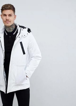 Белая парка с отделкой из искусственного меха ASOS DESIGN-Белый