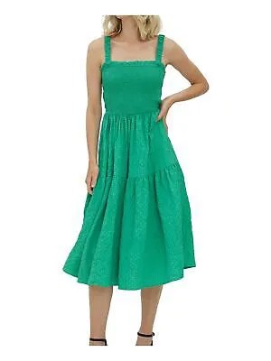 VERO MODA Женское зеленое многоуровневое платье миди без рукавов с квадратным вырезом + расклешенное платье S