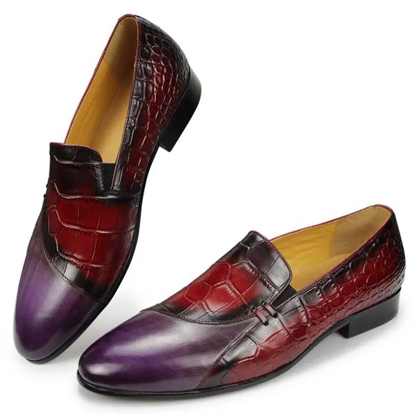 Мокасины мужские дизайнерские, красные, фиолетовые повседневные туфли, Элегантная классическая обувь в джентльменском стиле с резиновой п...