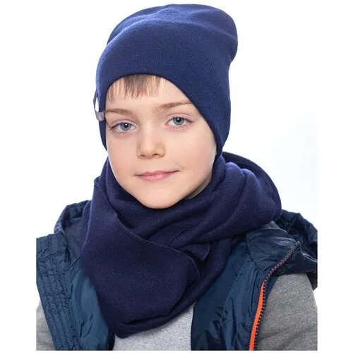 Детский комплект FOMAS для мальчика шапка со снудом, цвет черный, размер 52-54